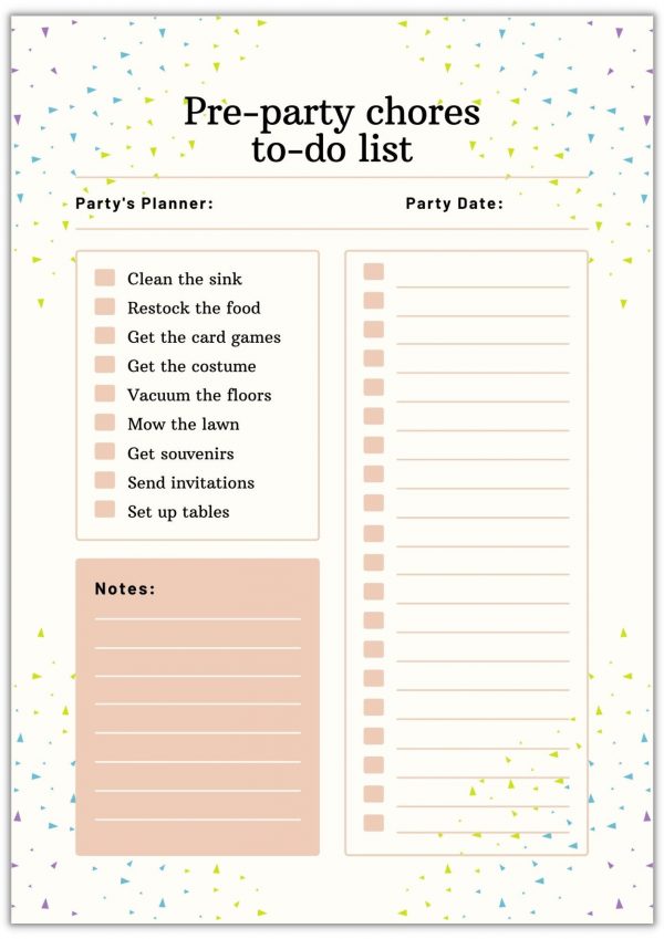 pre-party-chores-list